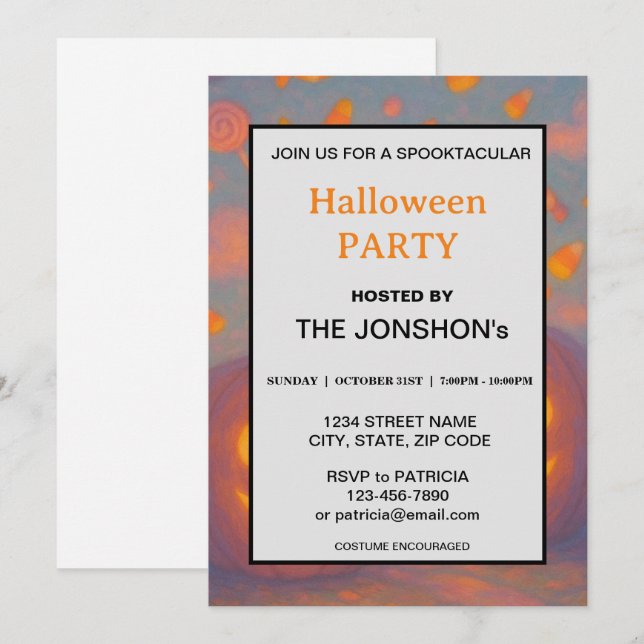 Spooktacular Dark Haunted House Halloween Party  I Invitation (Front/Back)