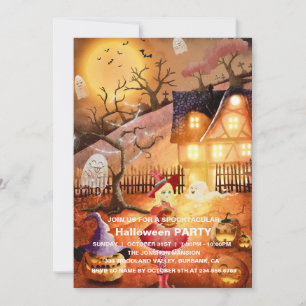 Spooktacular Dark Haunted House Halloween Party I Invitation
