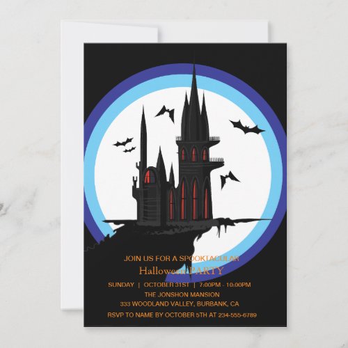 Spooktacular Dark Haunted House Halloween Party  I Invitation