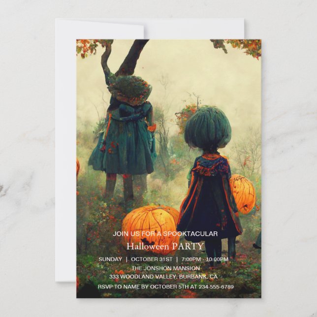 Spooktacular Dark Haunted House Halloween Party  I Invitation (Front)