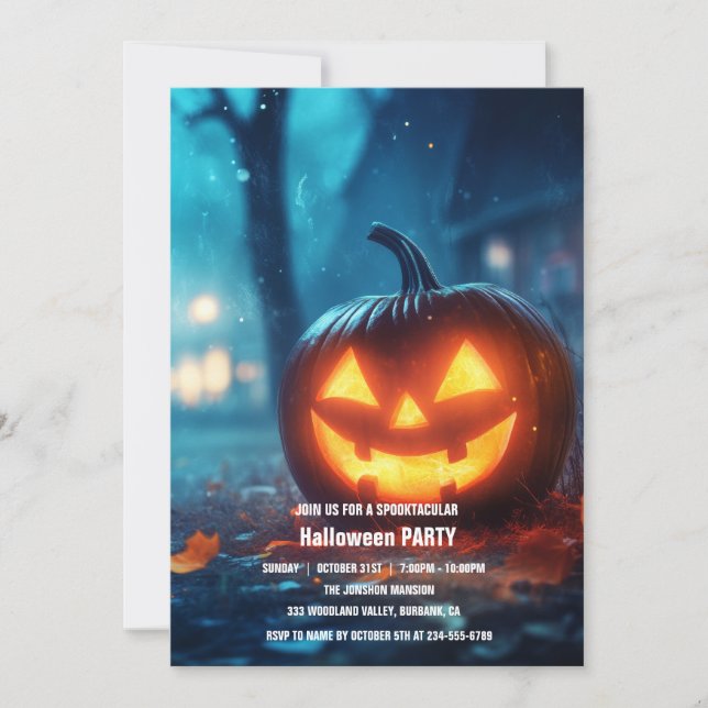 Spooktacular Dark Haunted House Halloween Party  I Invitation (Front)