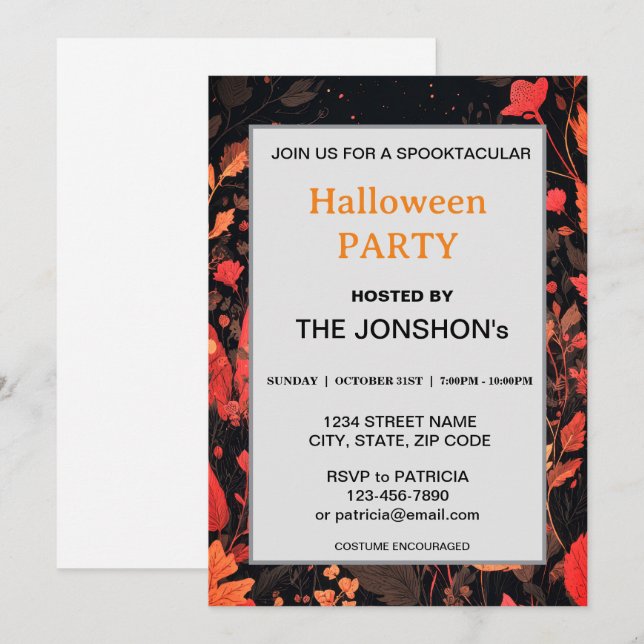 Spooktacular Dark Haunted House Halloween Party  I Invitation (Front/Back)