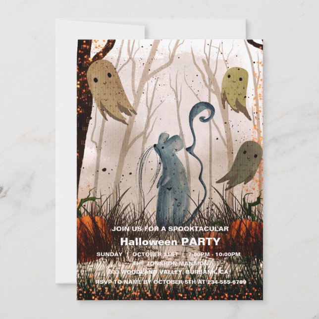 Spooktacular Dark Haunted House Halloween Party  I Invitation (Front)