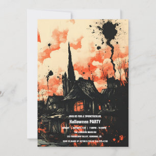 Spooktacular Dark Haunted House Halloween Party I Invitation