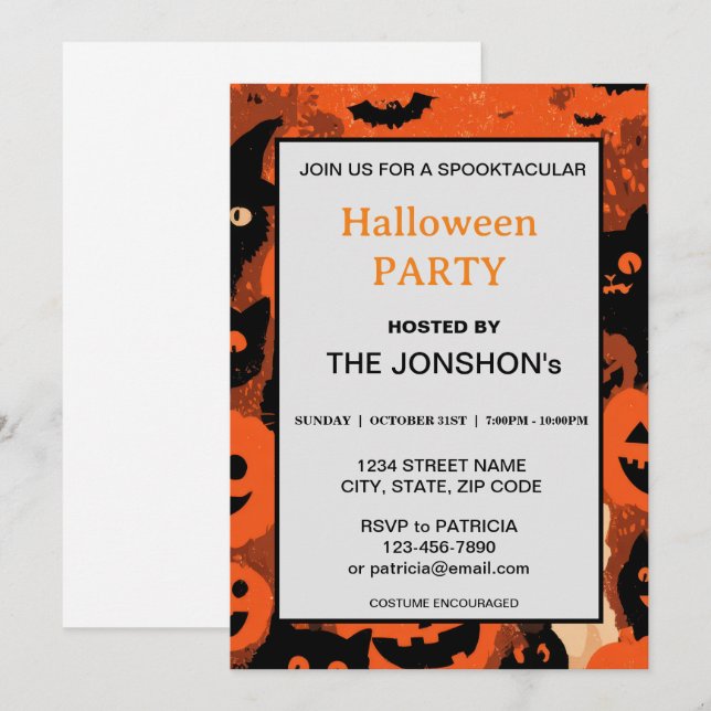 Spooktacular Dark Haunted House Halloween Party  I Invitation (Front/Back)