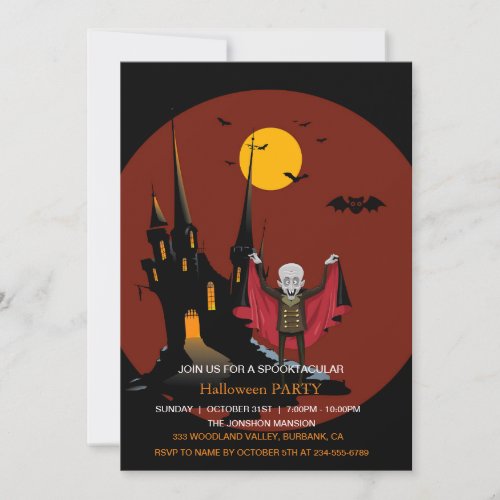 Spooktacular Dark Haunted House Halloween Party  I Invitation