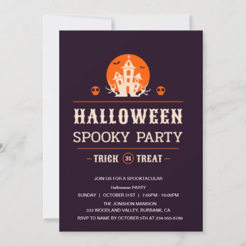 Spooktacular Dark Haunted House Halloween Party  Invitation