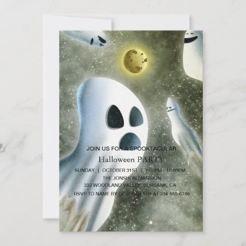 Spooktacular Dark Haunted House Halloween Party Invitation