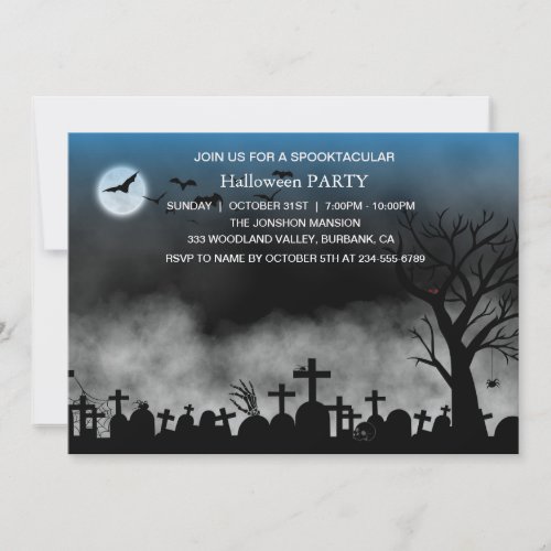 Spooktacular Dark Haunted House Halloween Party Invitation