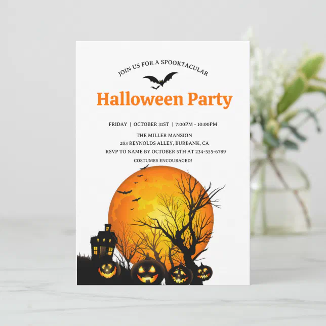 Spooktacular Dark Haunted House Halloween Party Invitation | Zazzle