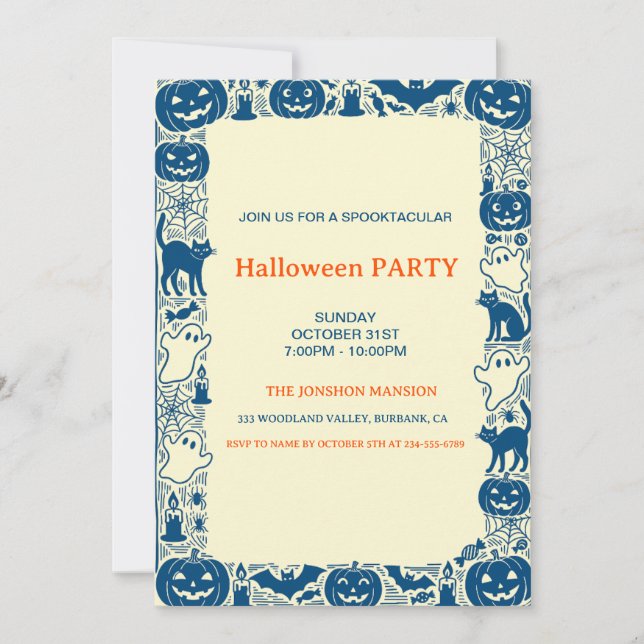 Spooktacular Dark Haunted House Halloween Party  Invitation (Front)