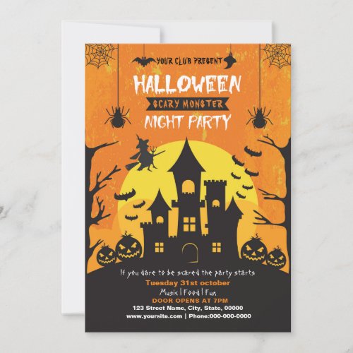 Spooktacular Dark Haunted House Halloween Party Invitation