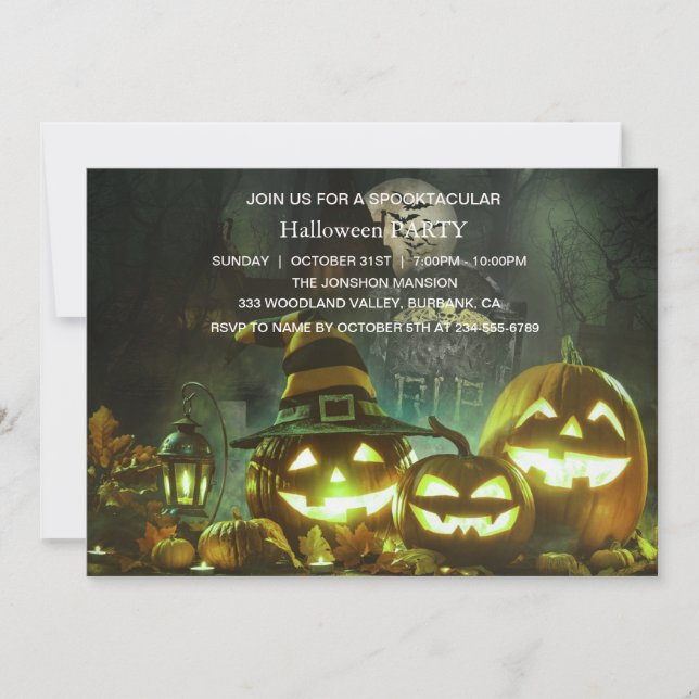 Spooktacular Dark Haunted House Halloween Party Invitation (Front)