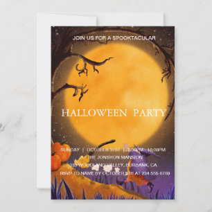 Spooktacular Dark Haunted House Halloween Party Invitation