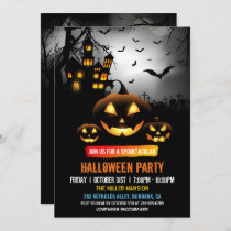 Spooktacular Dark Haunted House Halloween Party Invitation