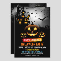 Spooktacular Dark Haunted House Halloween Party Invitation