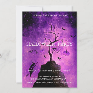 Spooktacular Dark Haunted House Halloween Party Invitation