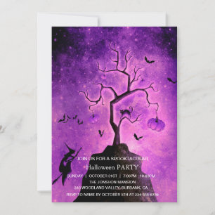 Spooktacular Dark Haunted Witch Halloween Party Invitation
