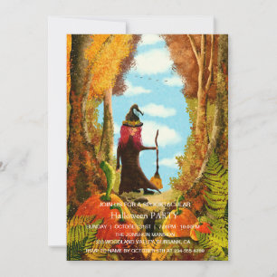 Spooktacular Dark Pumpkin Witch Halloween Party Invitation