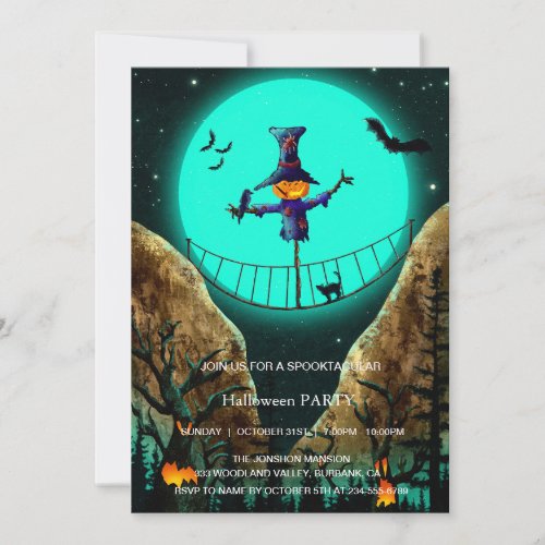 Spooktacular Dark Vintage Gothic Halloween Party Invitation