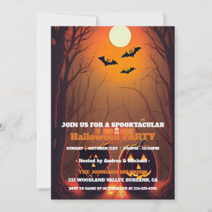 Spooktacular Dark Vintage Gothic Halloween Party Invitation