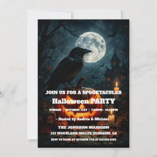 Spooktacular Dark Vintage Gothic Halloween Party Invitation
