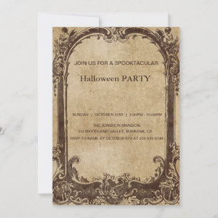 Spooktacular Dark Vintage Gothic Halloween Party Invitation