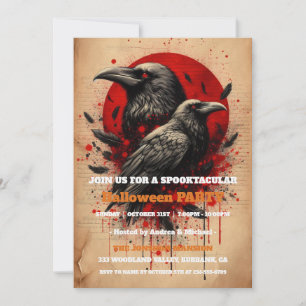 Spooktacular Dark Vintage Gothic Halloween Party Invitation