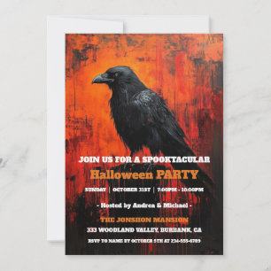 Spooktacular Dark Vintage Gothic Halloween Party Invitation