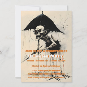 Spooktacular Dark Vintage Gothic Halloween Party Invitation