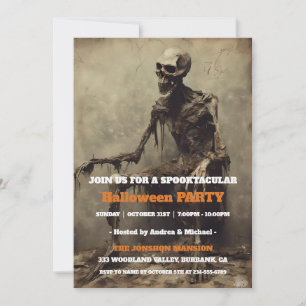 Spooktacular Dark Vintage Gothic Halloween Party Invitation