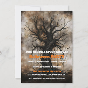 Spooktacular Dark Vintage Gothic Halloween Party Invitation