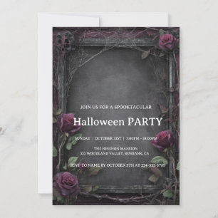 Spooktacular Dark Vintage Gothic Halloween Party Invitation