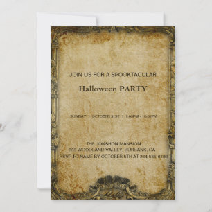 Spooktacular Dark Vintage Gothic Halloween Party Invitation