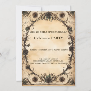 Spooktacular Dark Vintage Gothic Halloween Party Invitation