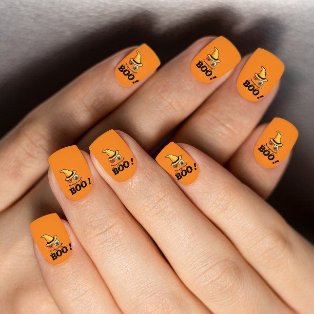 Spooktacular Face Boo Halloween Minx Nail Art (Creator Uploaded)