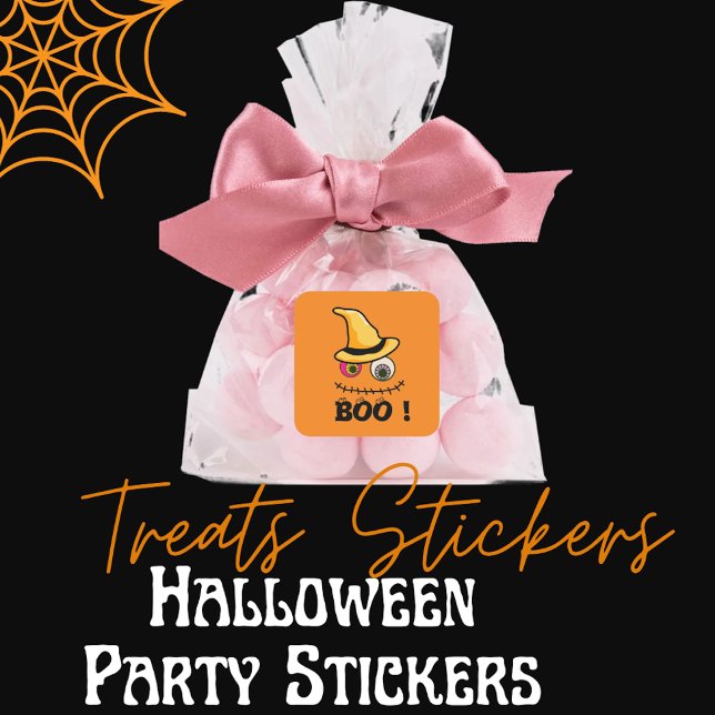 Spooktacular Face Boo Halloween Square Sticker (Creator Uploaded)