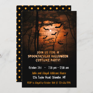 Spooktacular Full Moon Halloween Costume Party Invitation