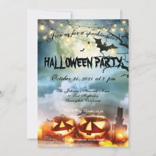 Spooktacular Full Moon Halloween Party  Invitation