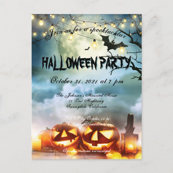 Spooktacular Full Moon Halloween Party Invitation | Zazzle