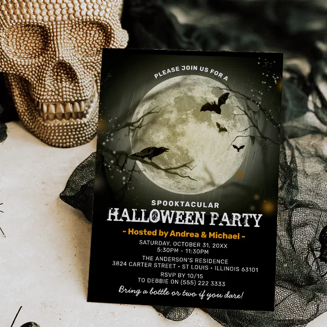 Spooktacular Full Moon Halloween Party Invitation | Zazzle