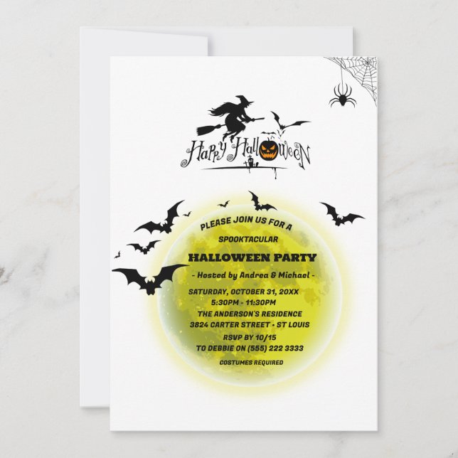 Spooktacular Full Moon Halloween Party  Invitation (Front)