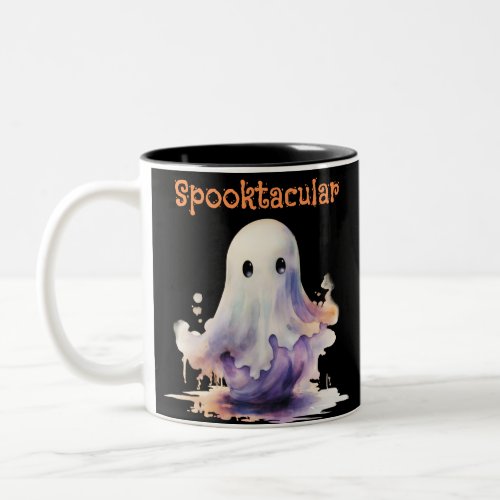Spooktacular Ghost Creepy Spooky Fun Halloween Two_Tone Coffee Mug