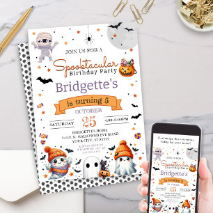 Spooktacular Ghost Cute Halloween Birthday Party Invitation