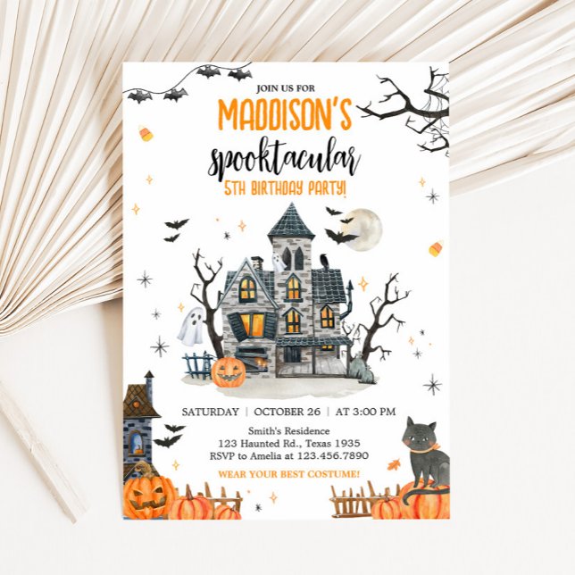 Spooktacular Ghost Halloween Birthday Party Invitation (Ghost Spooktacular Halloween Party Invitation)