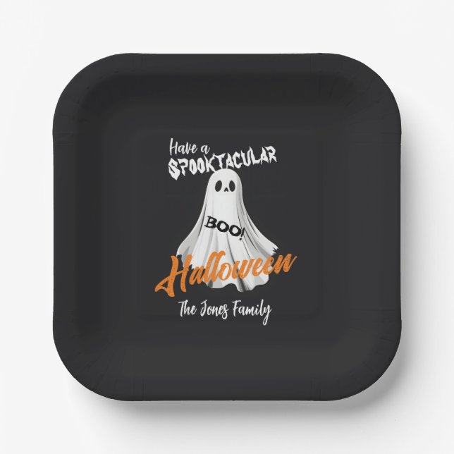 Spooktacular Ghostly Greeting Paper Plates (Front)