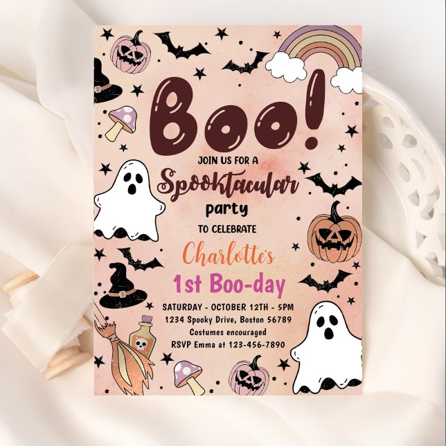 Spooktacular Halloween 1st Birthday Party Invitation (Creator Uploaded)