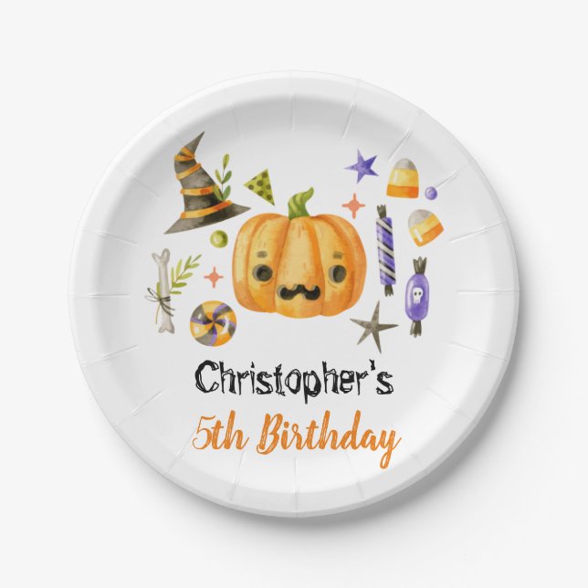 Spooktacular Halloween Bash Kids Birthday Party Paper Plates (Front)