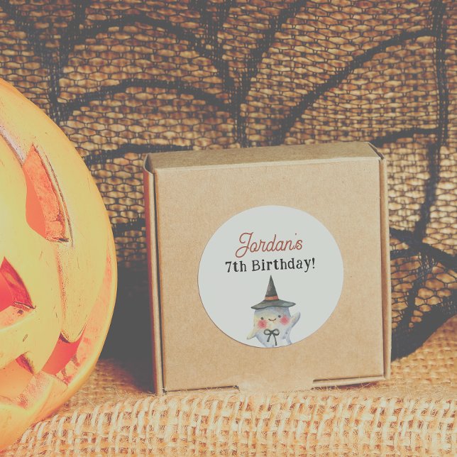 Spooktacular Halloween Birthday Favor Classic Round Sticker (Creator Uploaded)