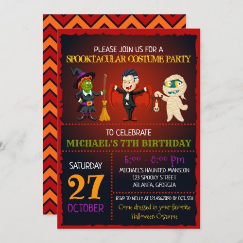 Spooktacular Halloween Birthday Invitation